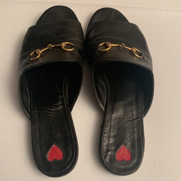 Gucci Malaga Kid Horsebit Black Leather Sandals Sz 8 - Picture 9 of 12